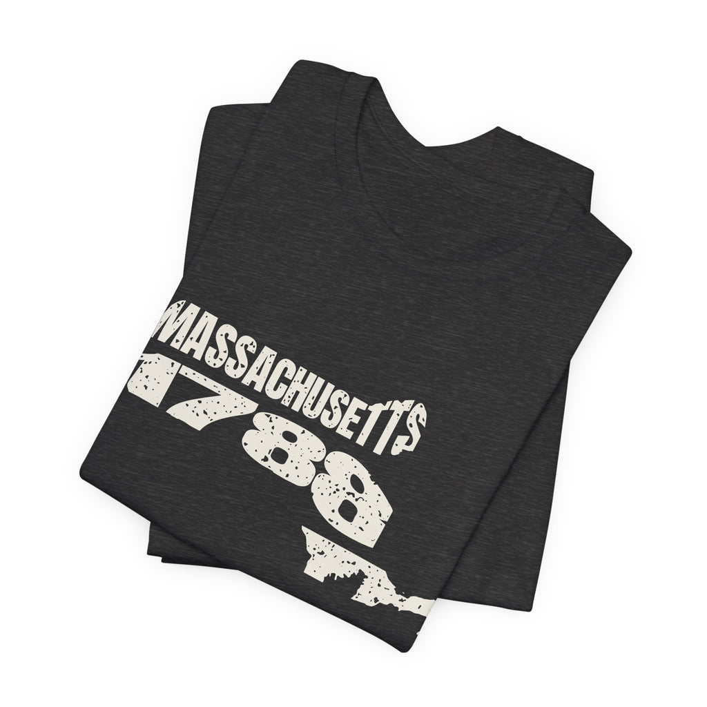 Massachusetts Vintage Letters Map T-Shirt