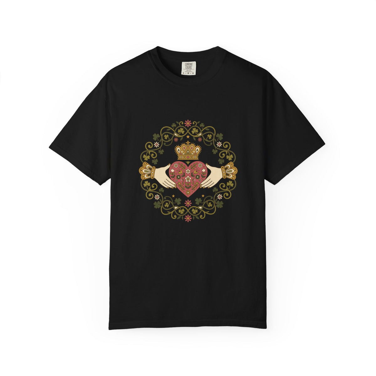 Claddagh Florals Folk Art Shamrock Wreath T-Shirt