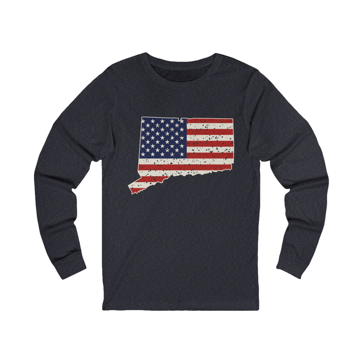 Connecticut American Flag Map Long Sleeve Tee