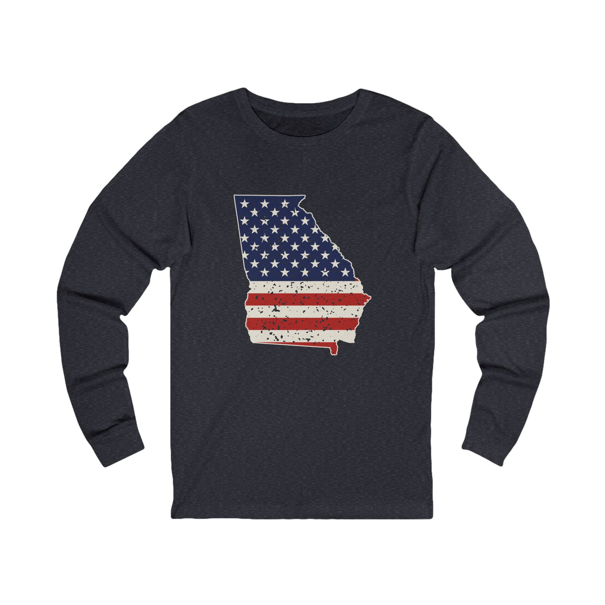 Georgia American Flag Map Long Sleeve Tee