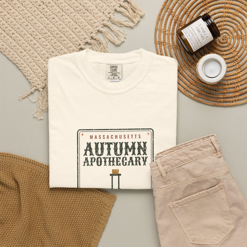 Massachusetts Autumn Apothecary Label T-Shirt