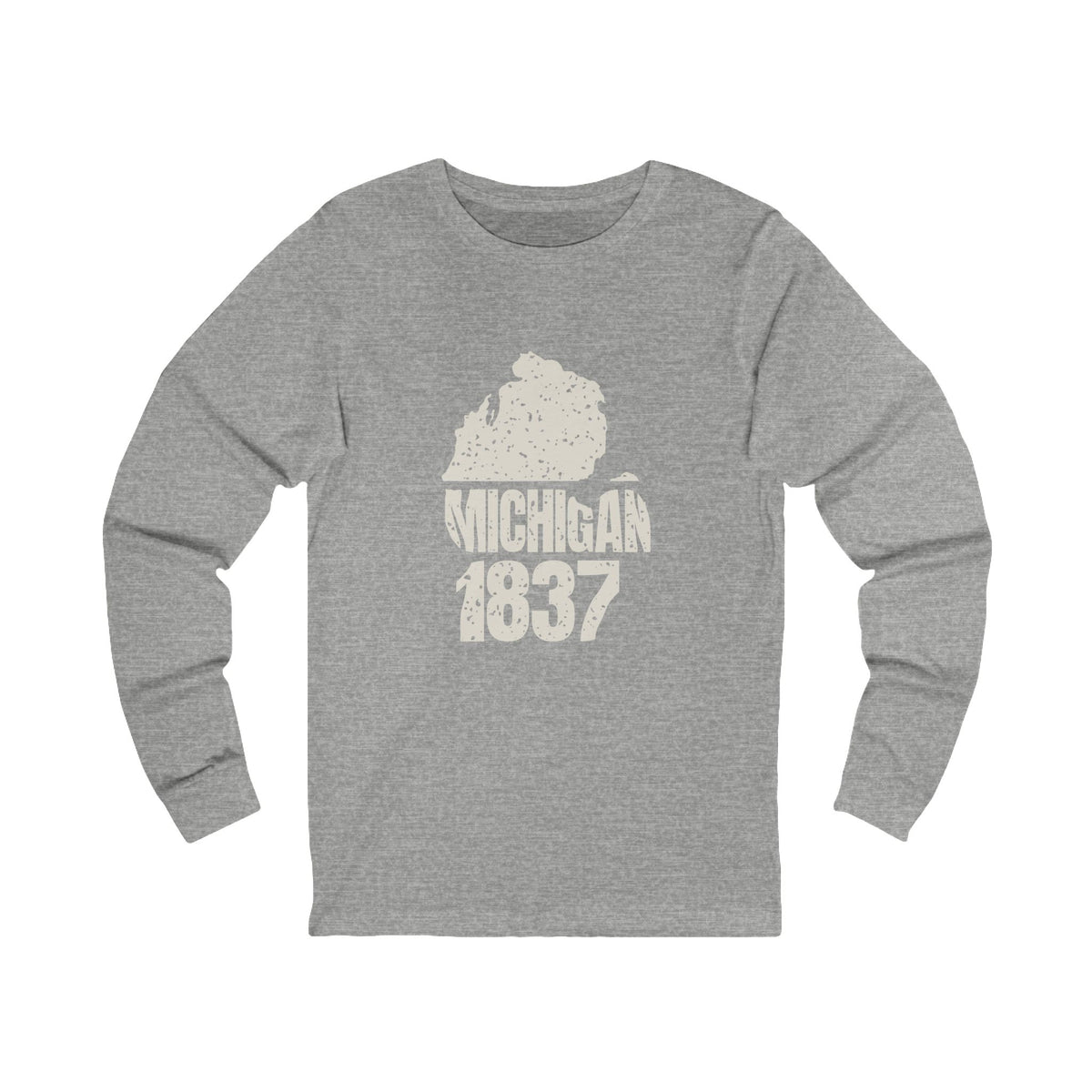 Michigan Vintage Letters Map Long Sleeve Tee