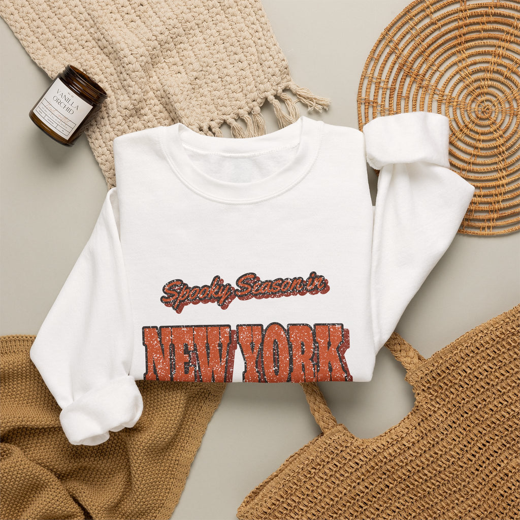 Spooky Season in New York Vintage Postcard Crewneck Sweatshirt