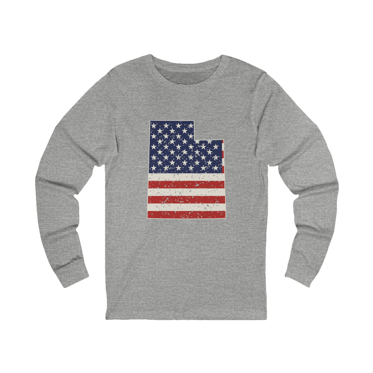 Utah American Flag Map Long Sleeve Tee