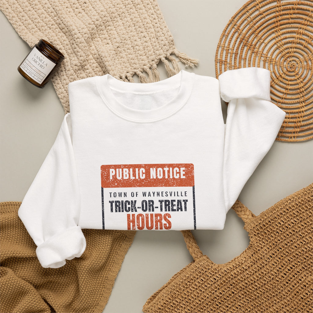 Waynesville Ohio Trick-or-Treat Hours Notice Crewneck Sweatshirt