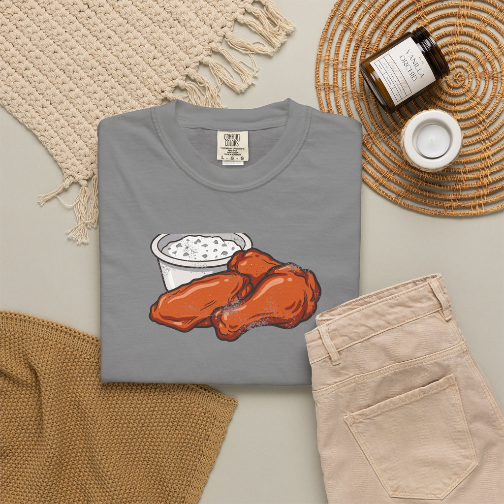Buffalo Wings Blue Cheese Retro Food Illustration T-Shirt