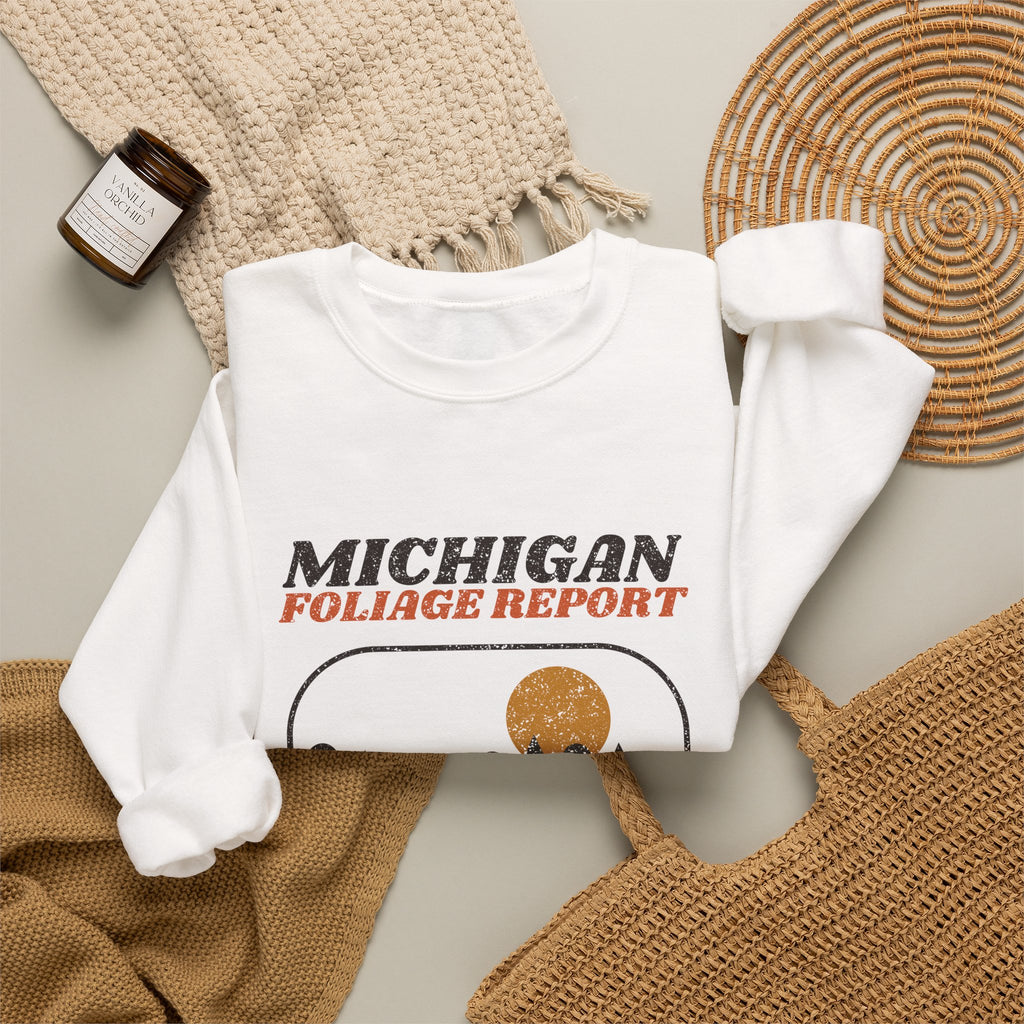 Michigan Foliage Report Retro Landscape Crewneck Sweatshirt