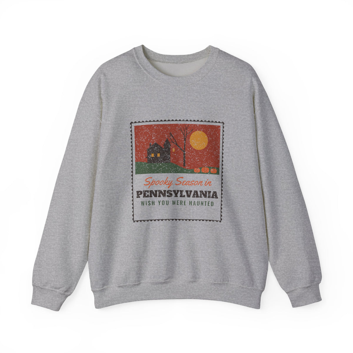Spooky Season in Pennsylvania Haunted Postcard Crewneck Sweatshirt