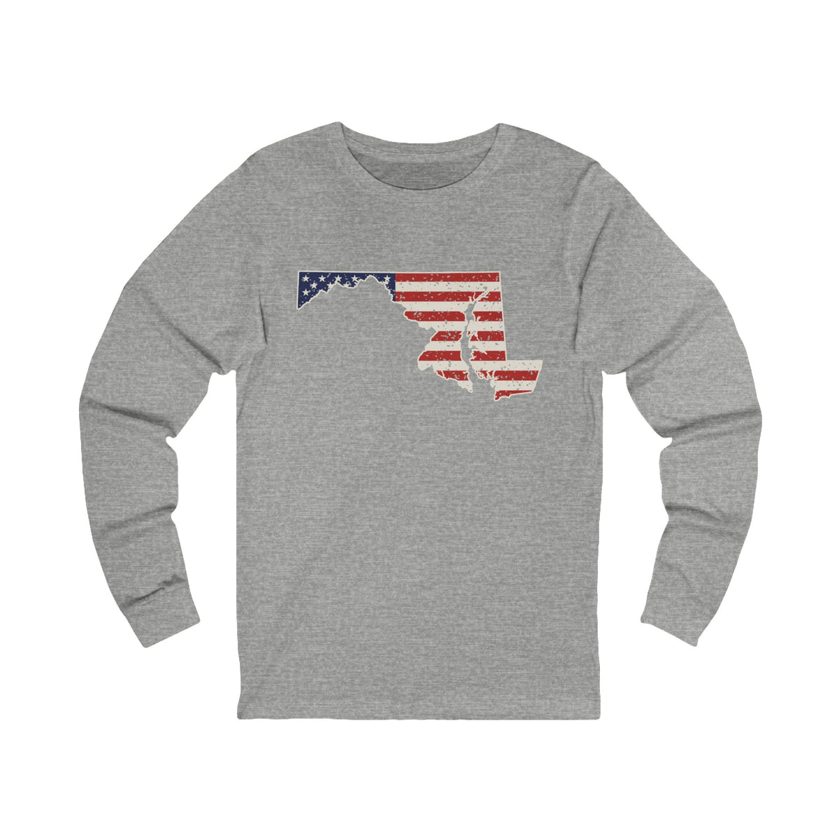 Maryland American Flag Map Long Sleeve Tee