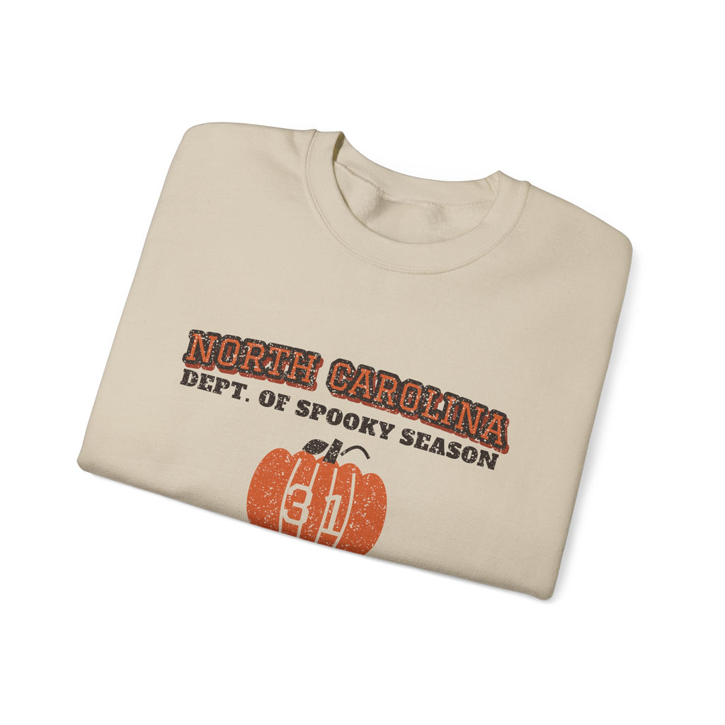 North Carolina Dept. of Spooky Season Varsity Crewneck Sweatshirt