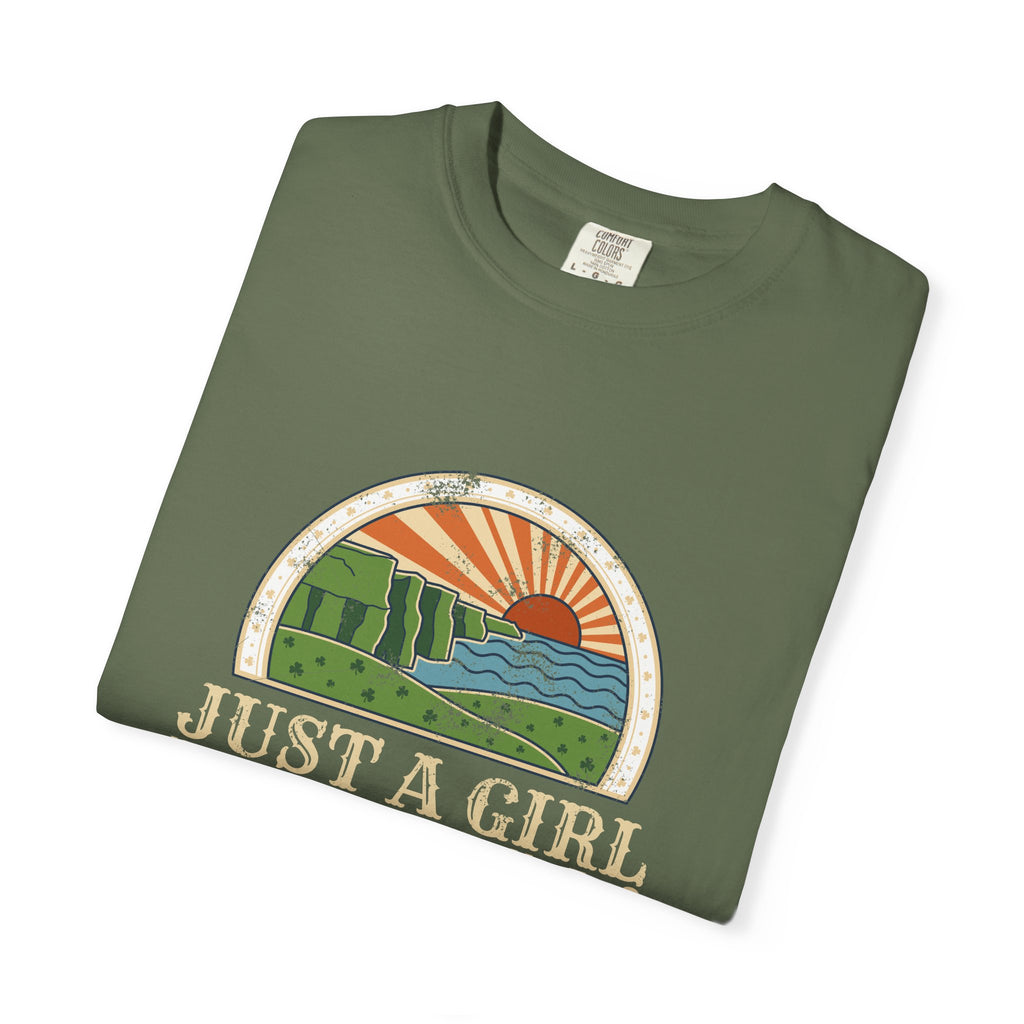 Just a Girl Who Loves Ireland Sea Cliffs Sunburst T-Shirt
