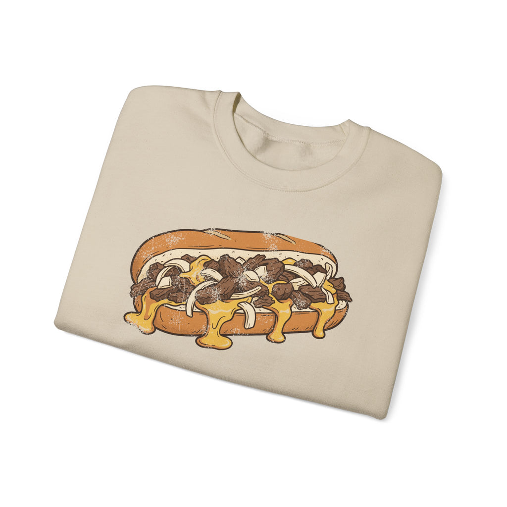 Philly Cheesesteak Retro Food Illustration Crewneck Sweatshirt