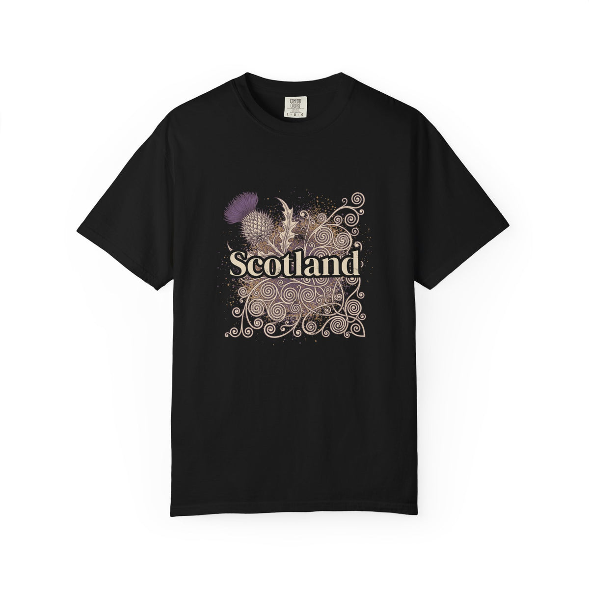 Scotland Thistle Celtic Scroll Paint Splatter T-Shirt