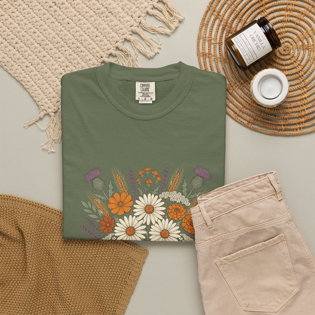 Fall Wildflower Bouquet Daisies and Thistles T-Shirt