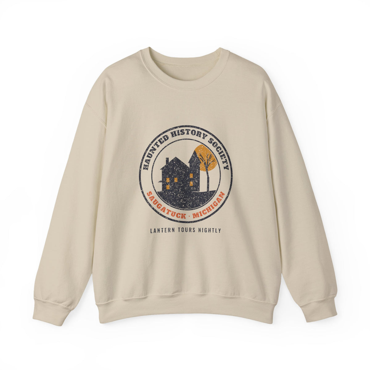 Saugatuck Michigan Haunted History Society Seal Crewneck Sweatshirt