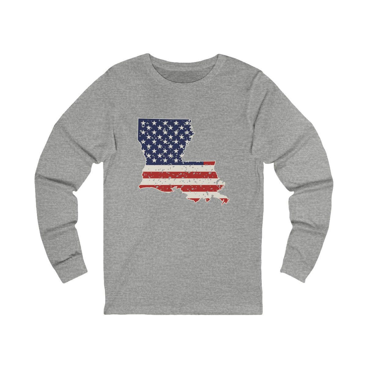 Louisiana American Flag Map Long Sleeve Tee