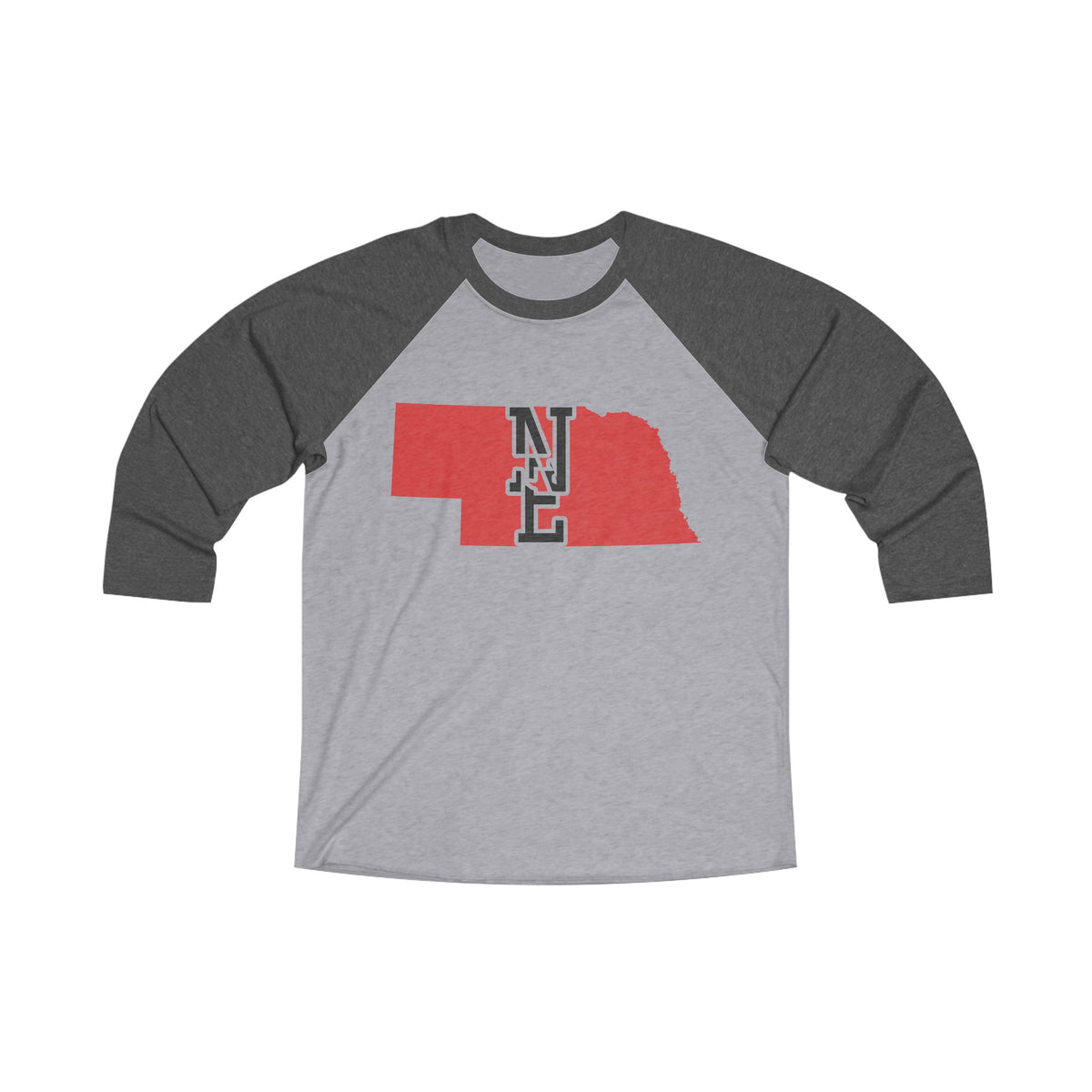 Nebraska Varsity Monogram Map Raglan 3/4 Sleeve Tee