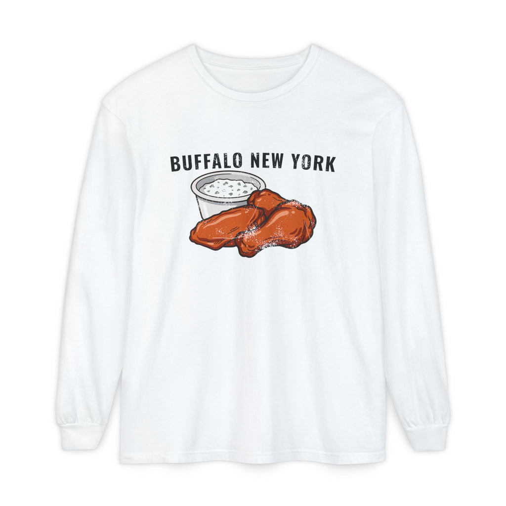 Buffalo Wings Blue Cheese Retro Food Illustration Long Sleeve Tee