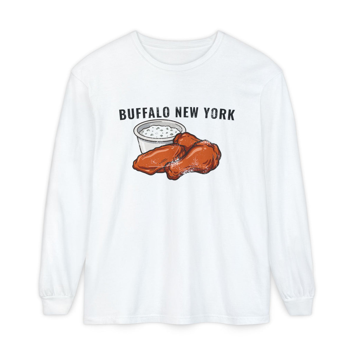 Buffalo Wings Blue Cheese Retro Food Illustration Long Sleeve Tee