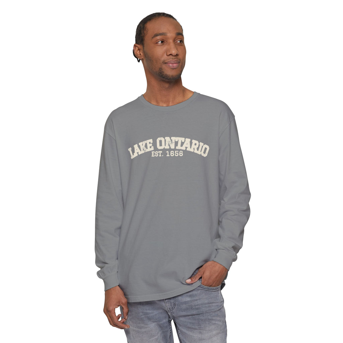 Lake Ontario Est 1656 Retro Varsity Long Sleeve Tee