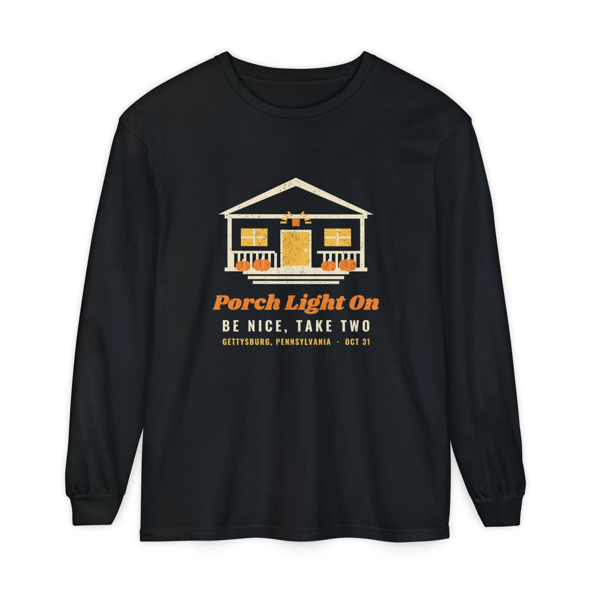Porch Light On Gettysburg Pennsylvania Trick or Treat Long Sleeve Tee