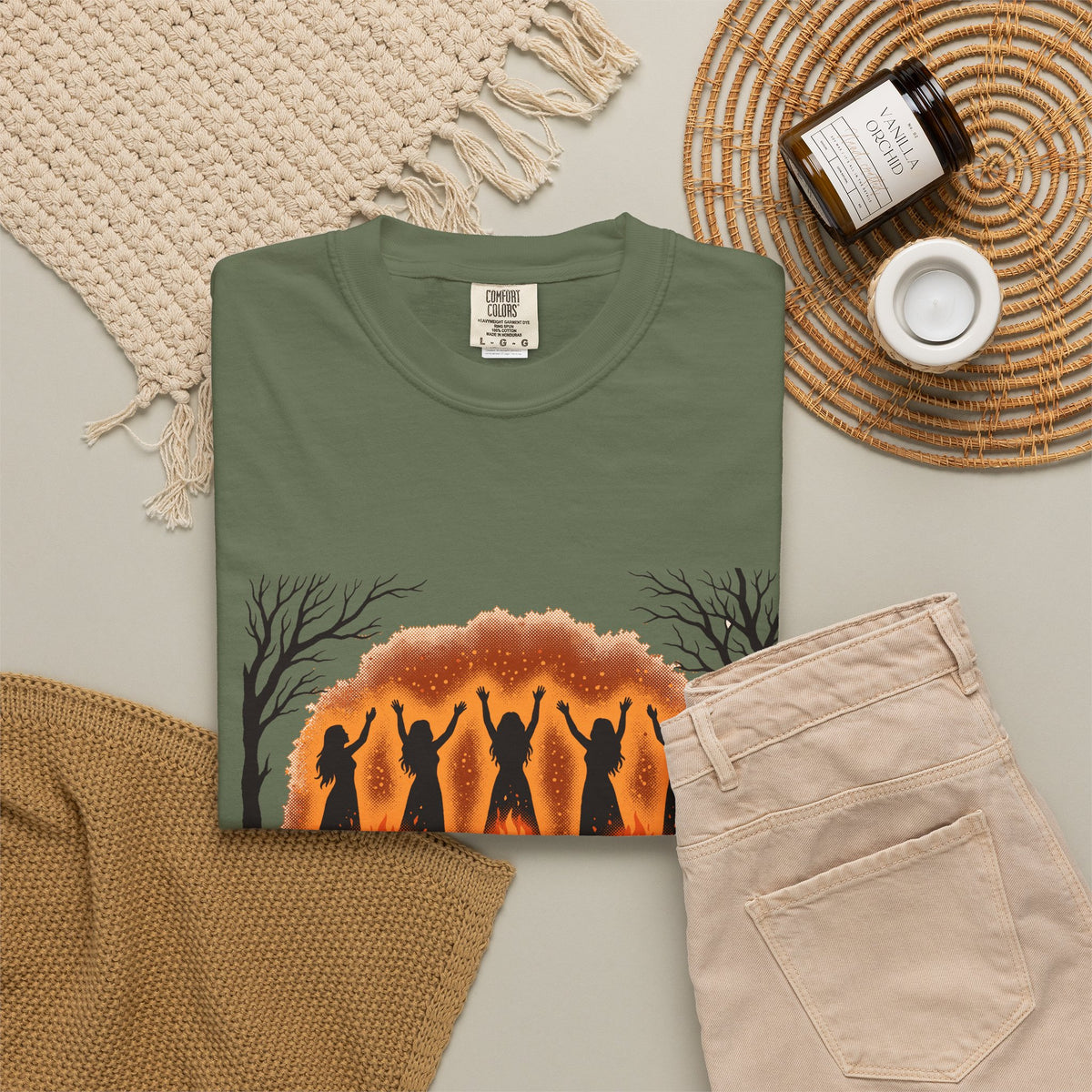 Women Dancing Around Bonfires Night Silhouettes T-Shirt