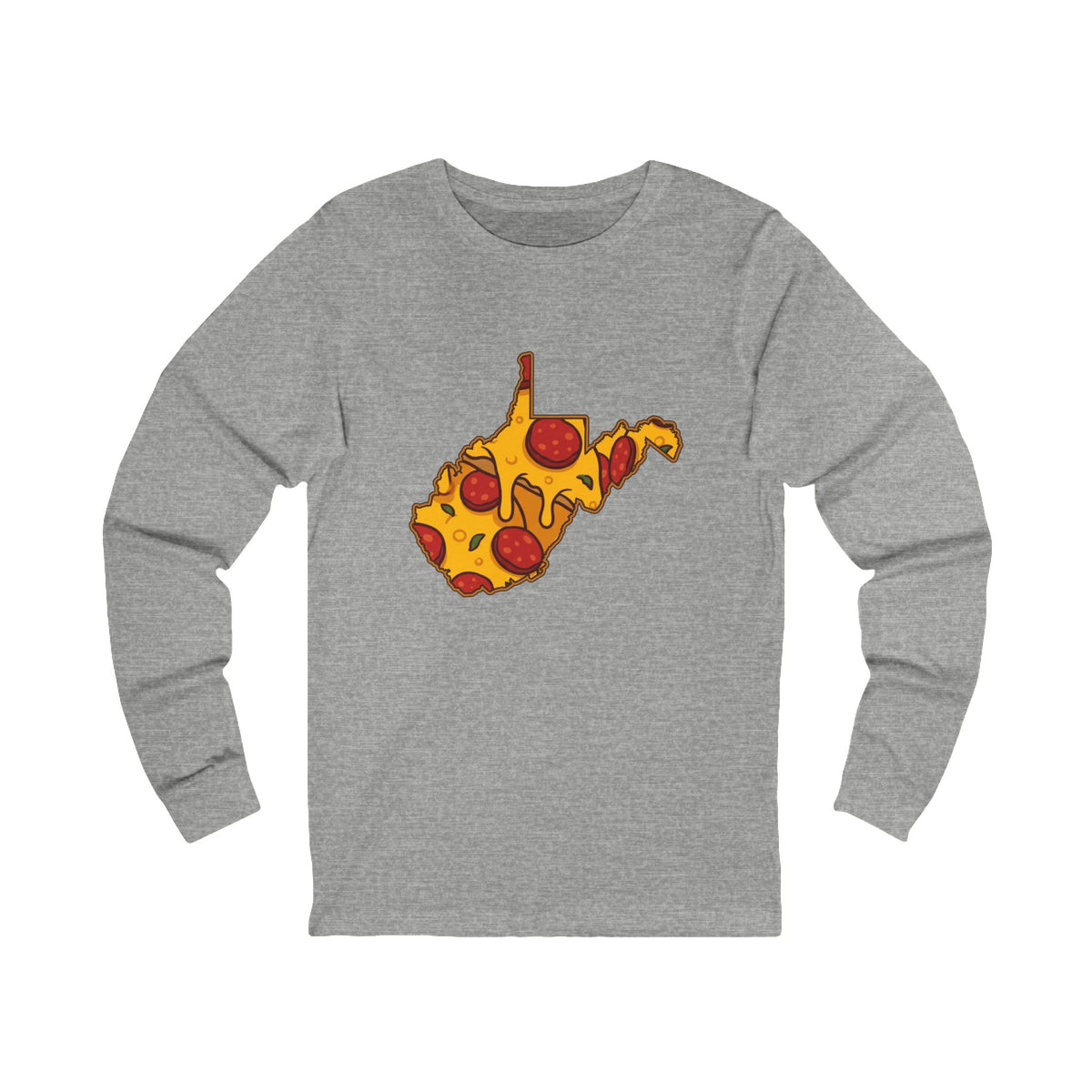 West Virginia Pizza Map Long Sleeve Tee