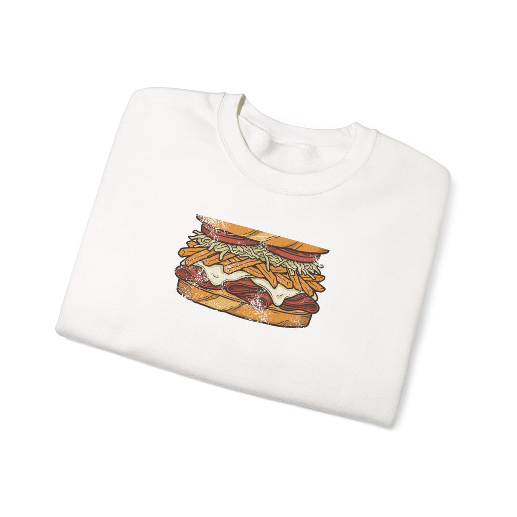 Pittsburgh Fries and Slaw Sandwich Food Illustration Crewneck Sweatshirt