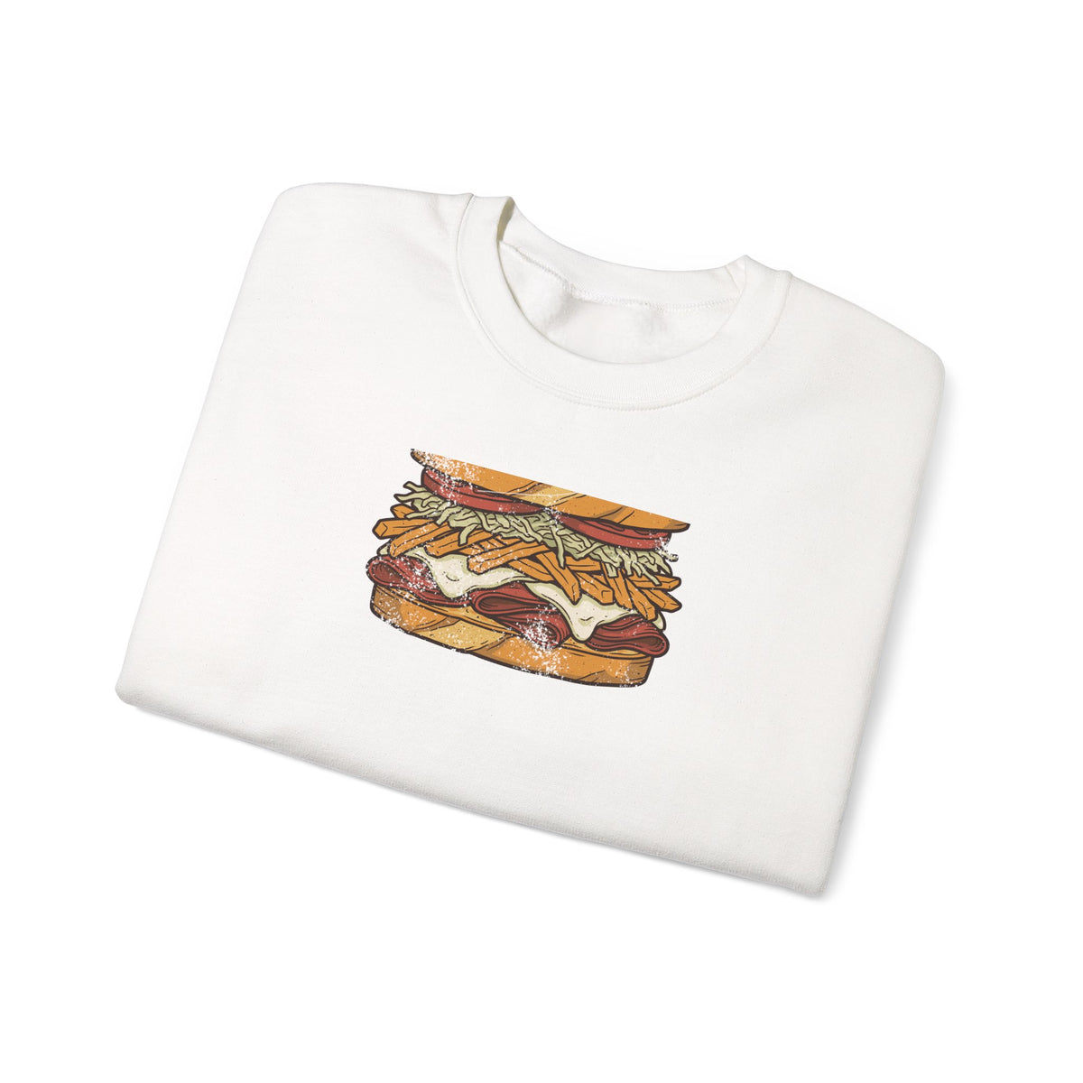 Pittsburgh Fries and Slaw Sandwich Food Illustration Crewneck Sweatshirt