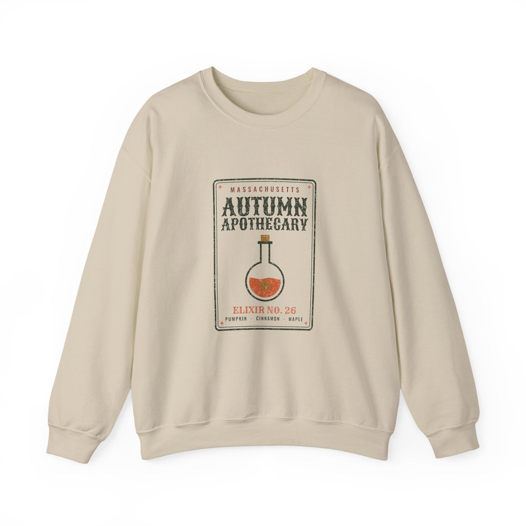 Massachusetts Autumn Apothecary Label Crewneck Sweatshirt