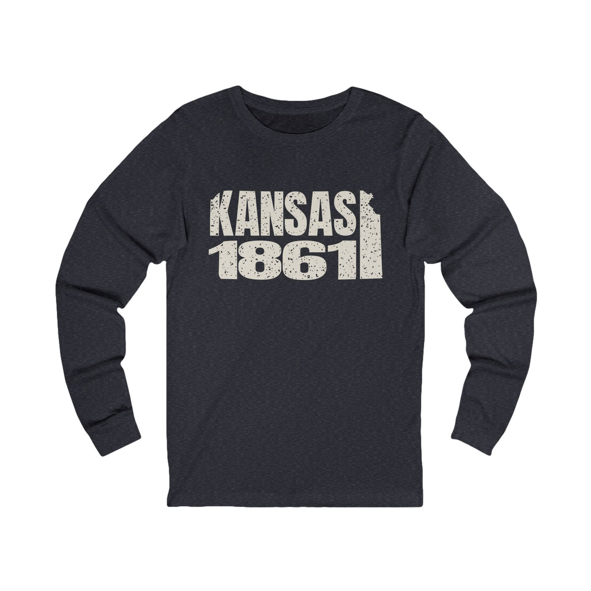 Kansas Vintage Letters Map Long Sleeve Tee