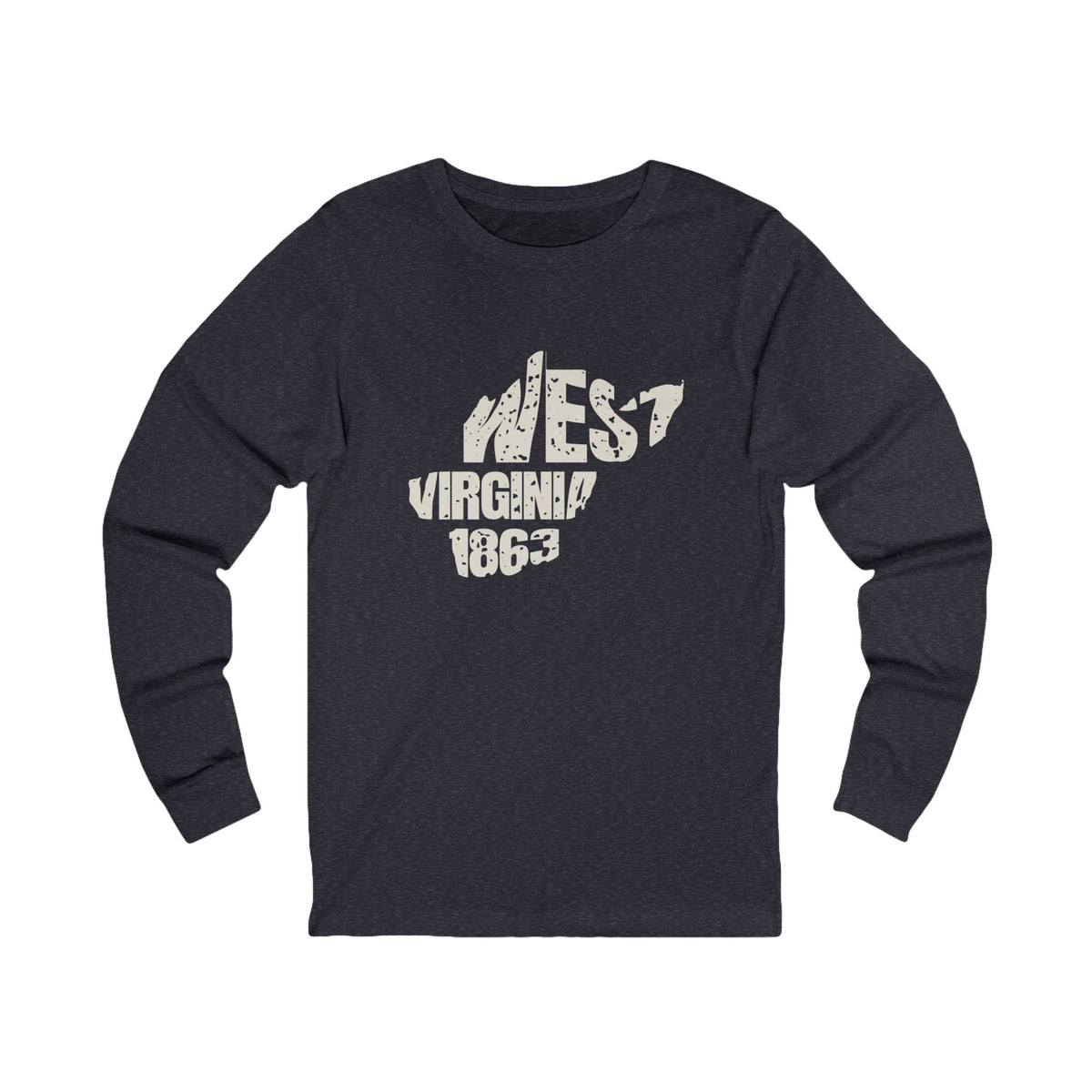 West Virginia Vintage Letters Map Long Sleeve Tee