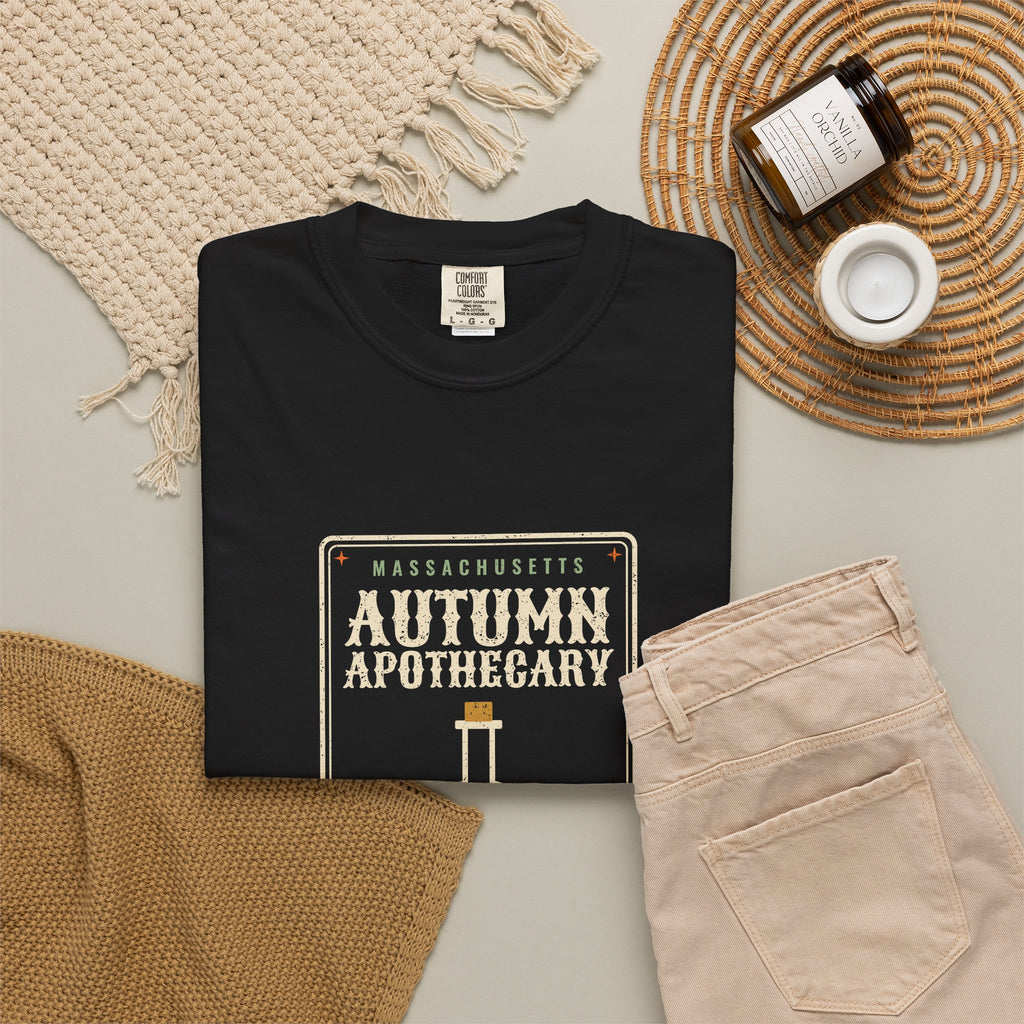 Massachusetts Autumn Apothecary Label T-Shirt