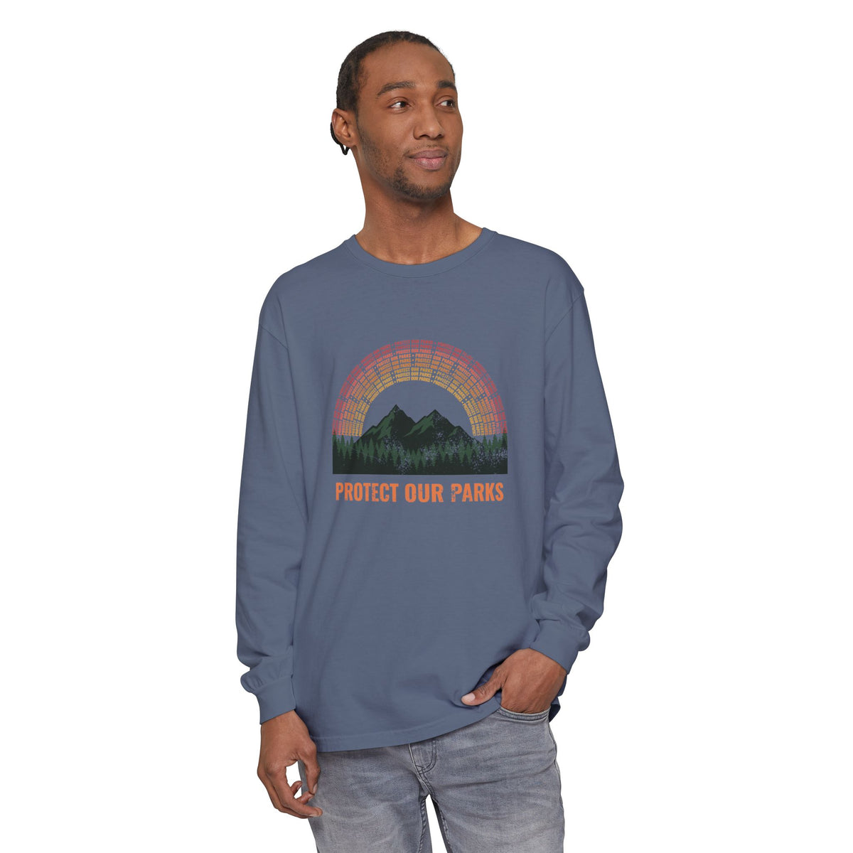 Protect Our Parks Retro Sunset Mountains Long Sleeve Tee