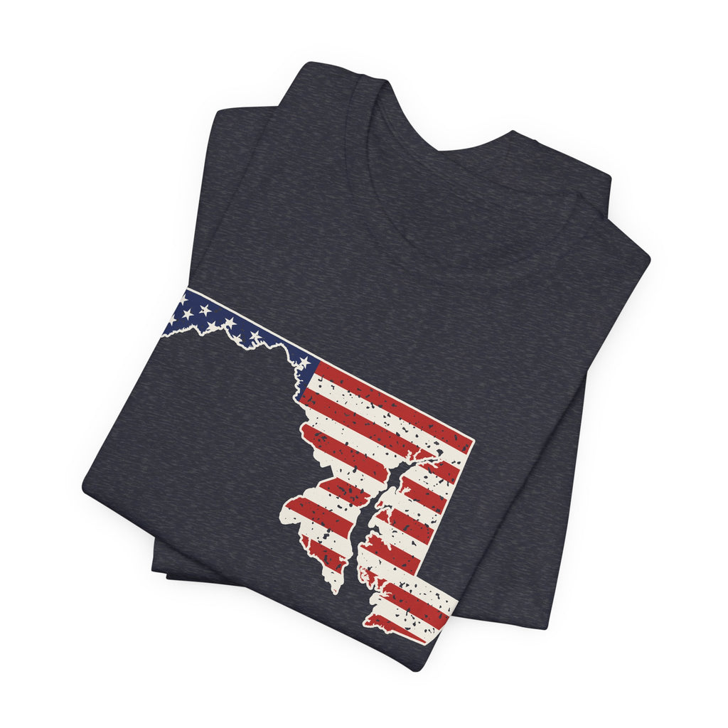 Maryland American Flag Map T-Shirt