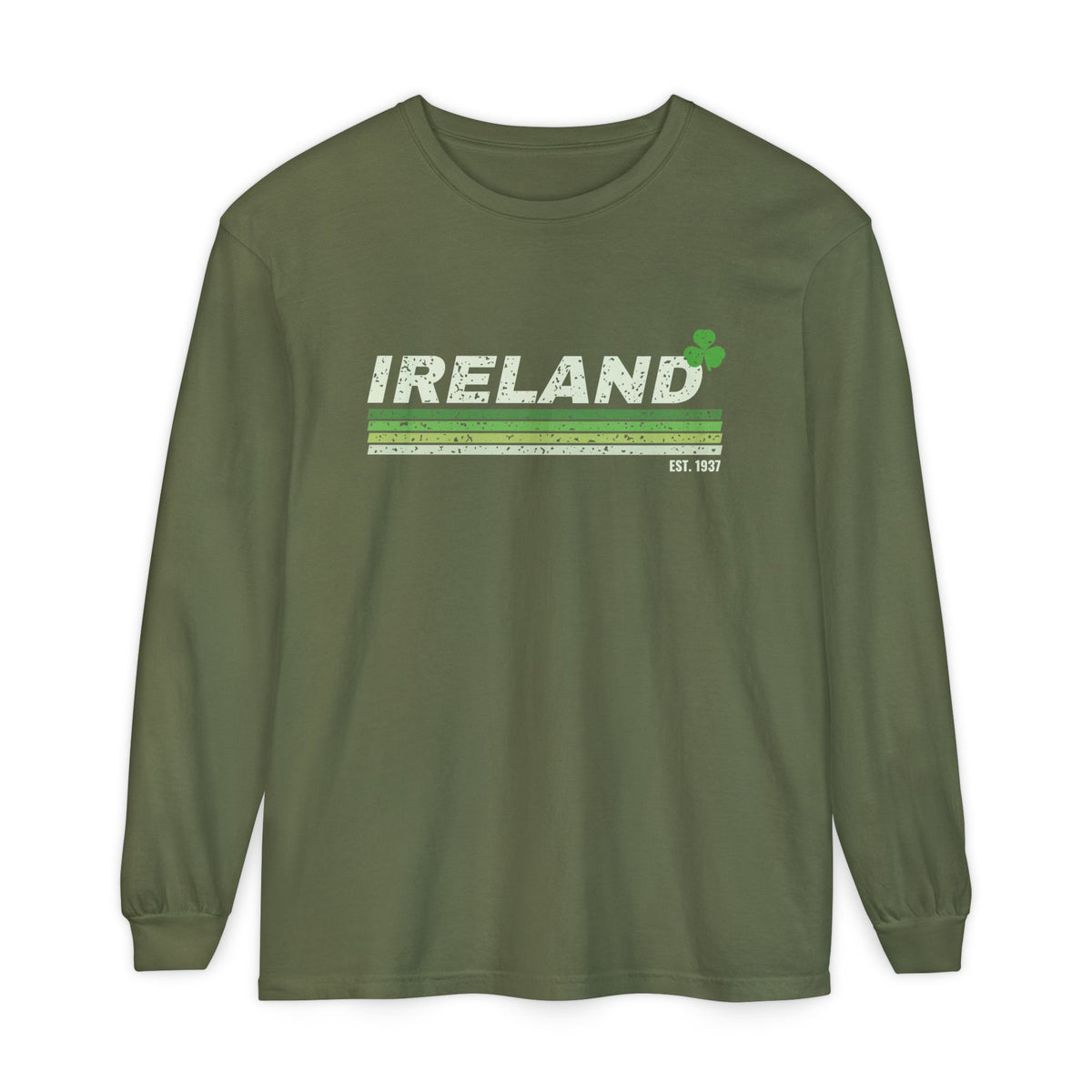 Ireland Est 1937 Retro Stripes Long Sleeve Tee