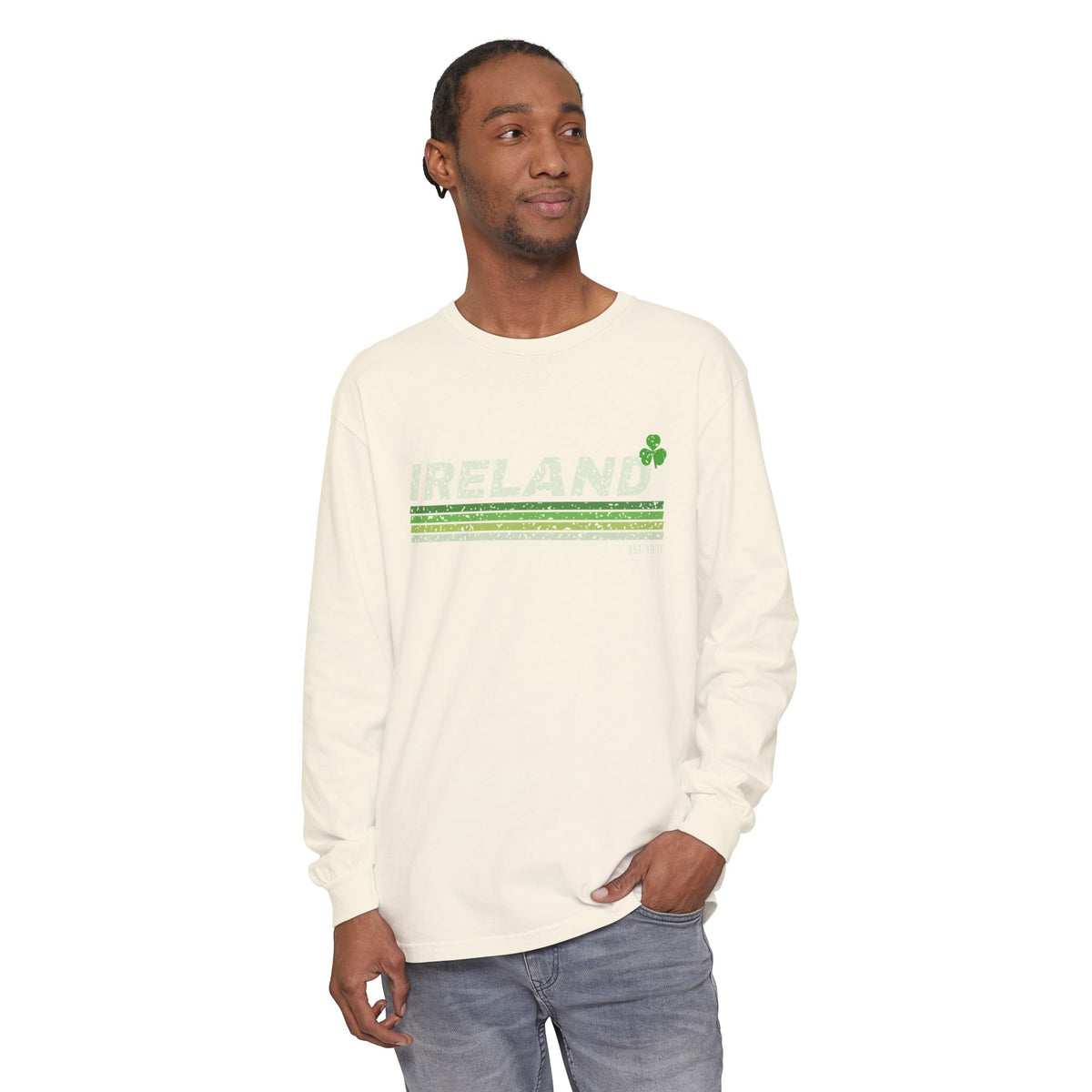 Ireland Est 1937 Retro Stripes Long Sleeve Tee