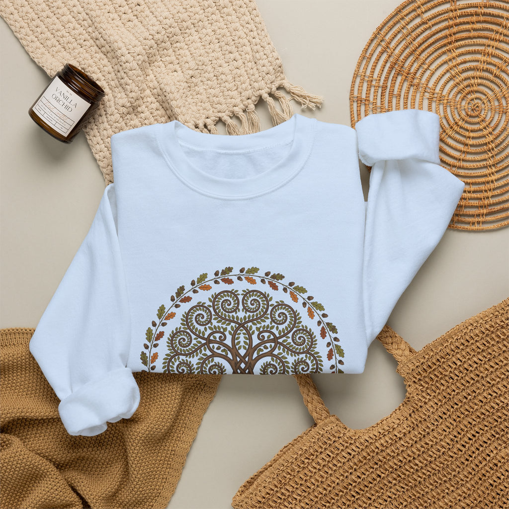 Celtic Tree of Life Autumn Oak Wreath Crewneck Sweatshirt
