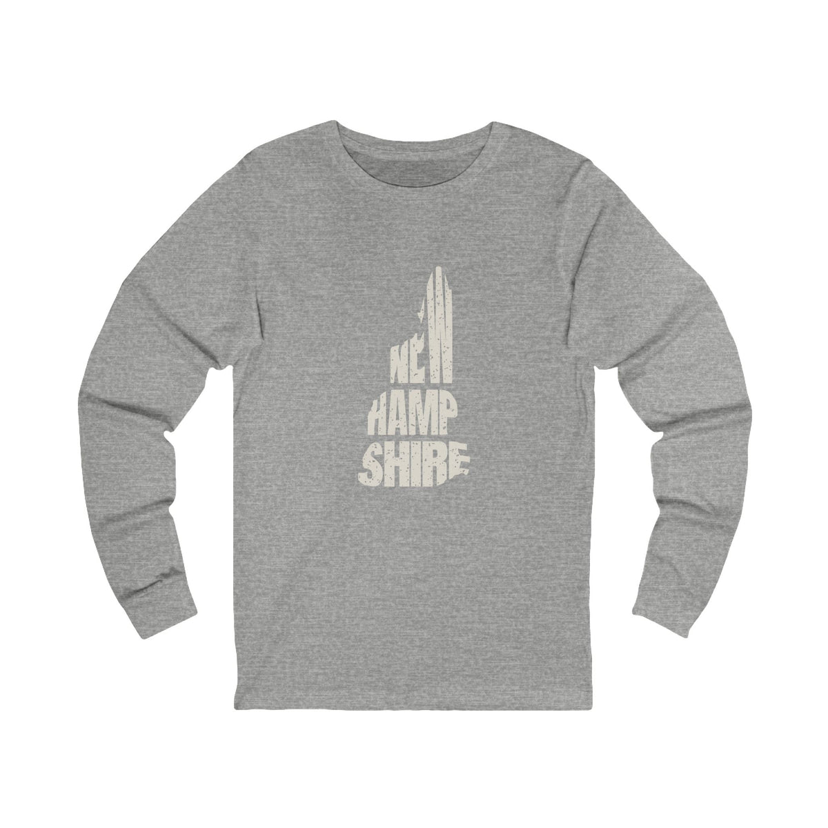 New Hampshire Vintage Letters Map Long Sleeve Tee
