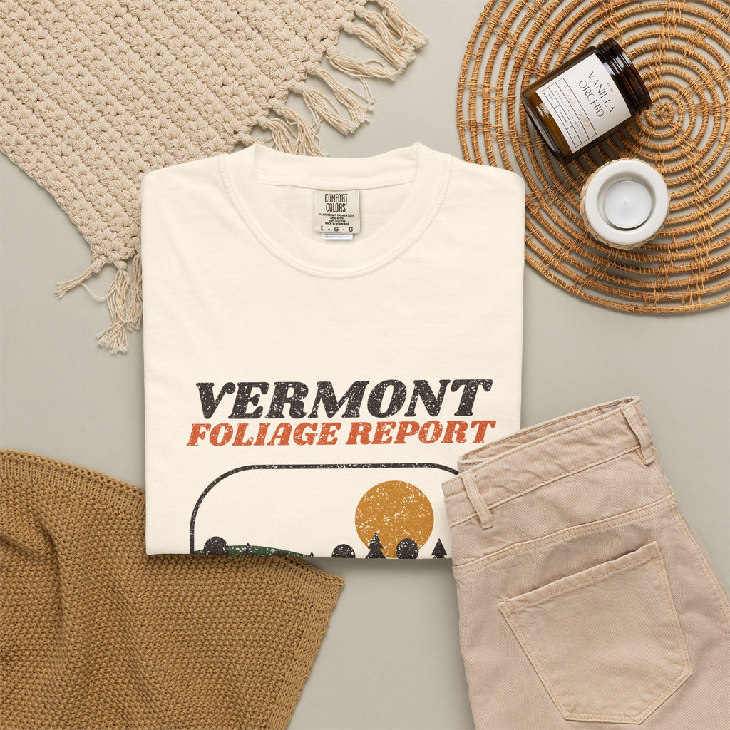 Vermont Foliage Report Retro Landscape T-Shirt