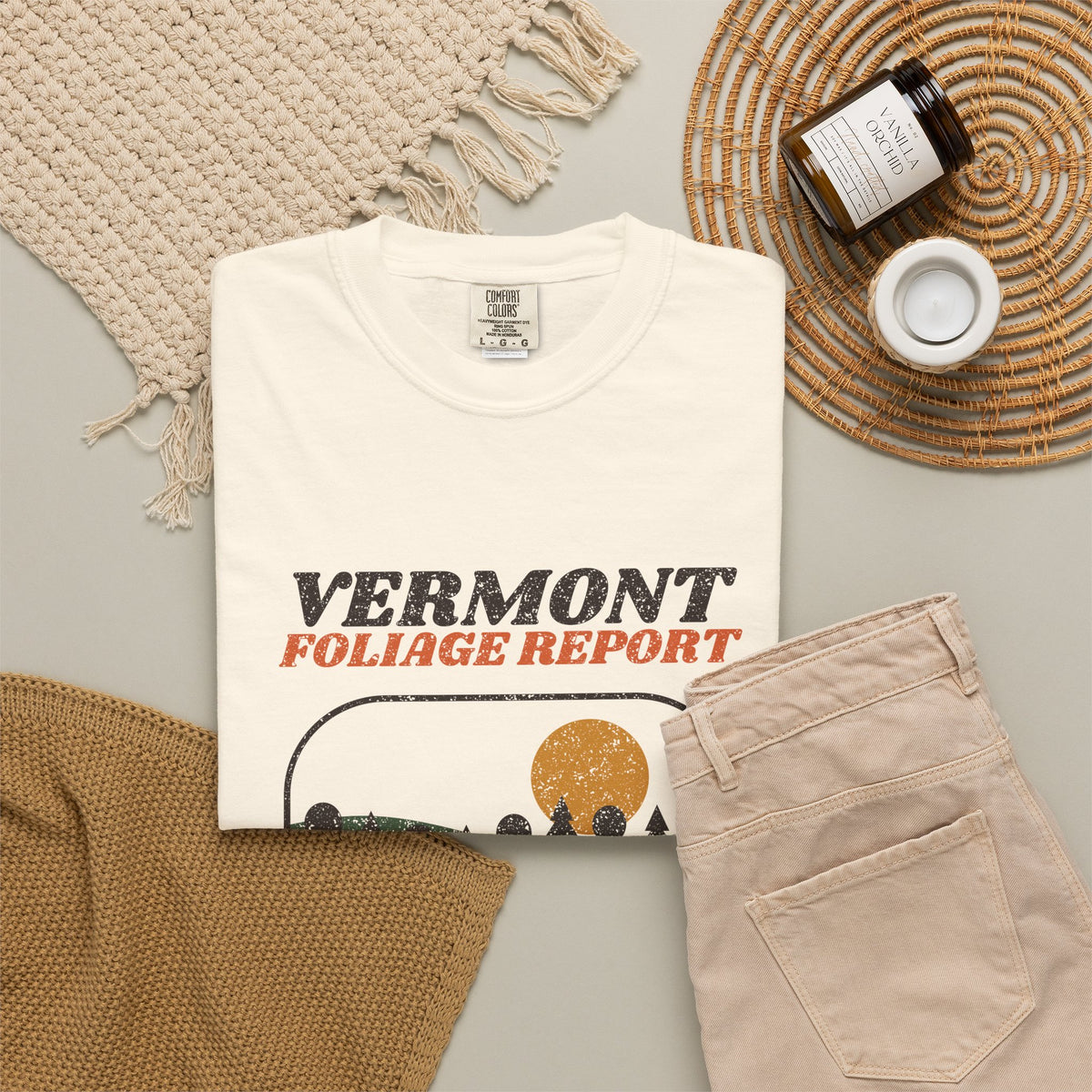 Vermont Foliage Report Retro Landscape T-Shirt
