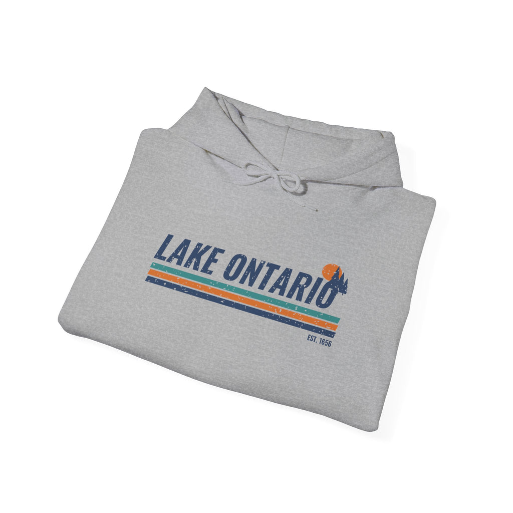 Lake Ontario Est 1656 Retro Stripe Hoodie