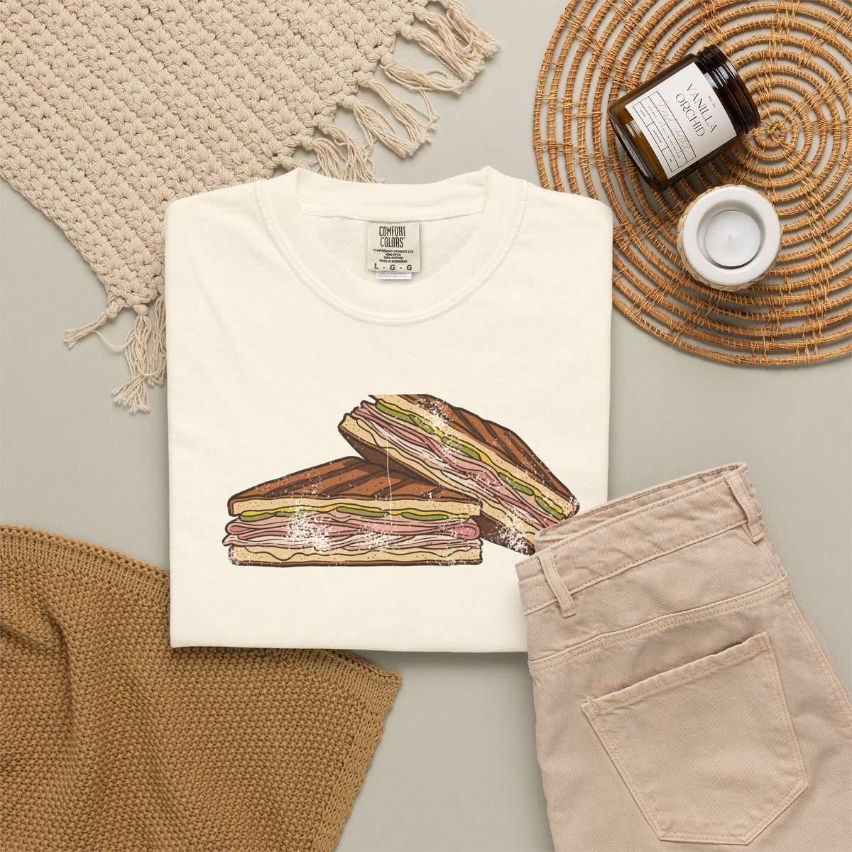 Tampa Cuban Sandwich Retro Food Illustration T-Shirt