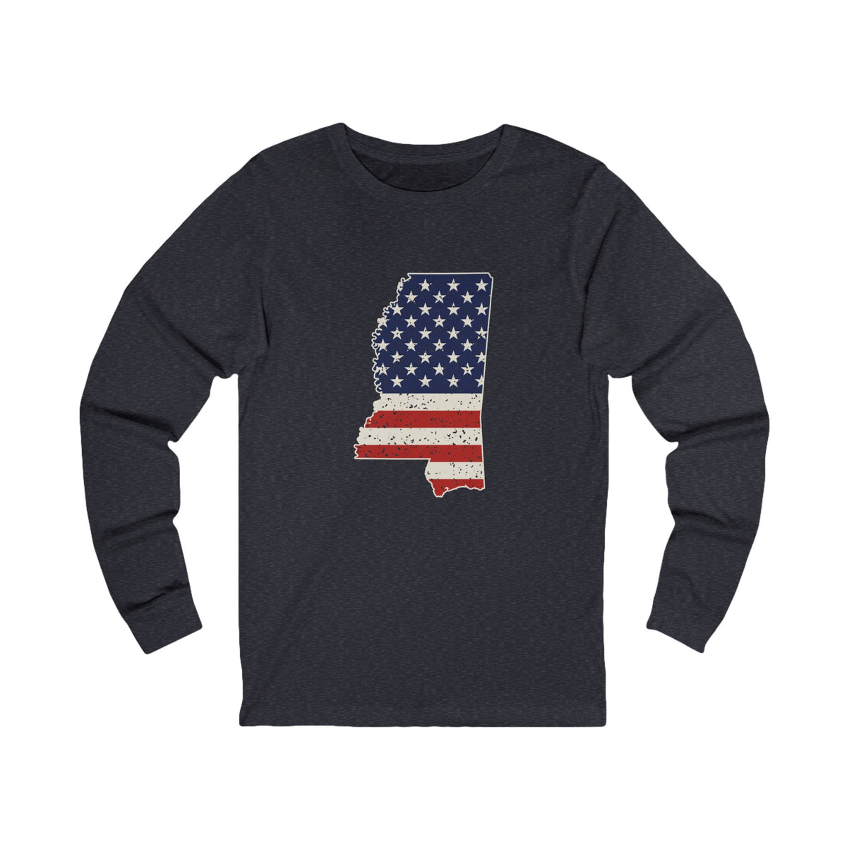 Mississippi American Flag Map Long Sleeve Tee