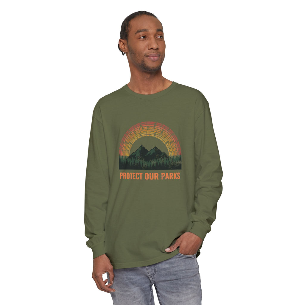 Protect Our Parks Retro Sunset Mountains Long Sleeve Tee