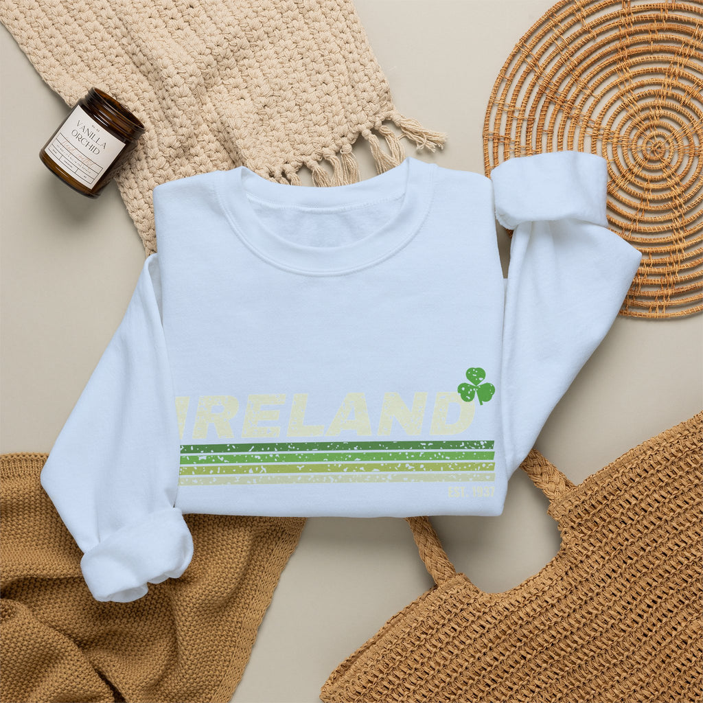 Ireland Est 1937 Retro Stripes Crewneck Sweatshirt