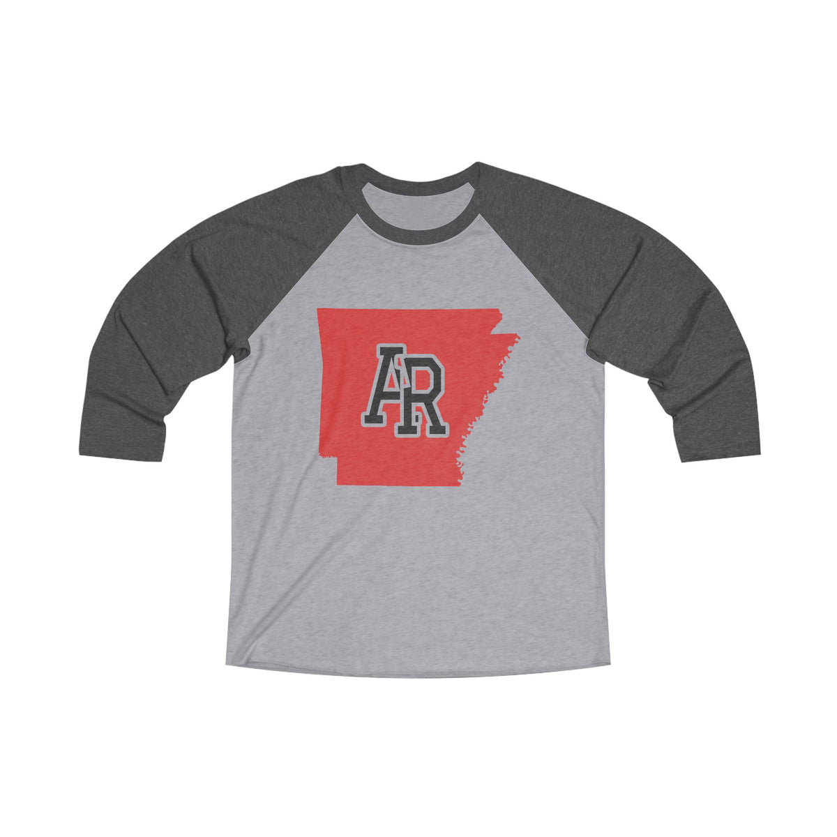 Arkansas Varsity Monogram Map Raglan 3/4 Sleeve Tee