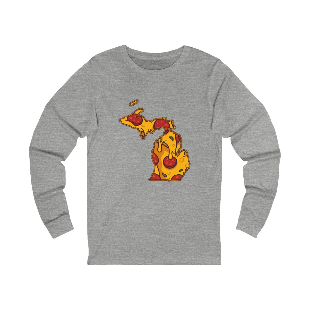 Michigan Pizza Map Long Sleeve Tee