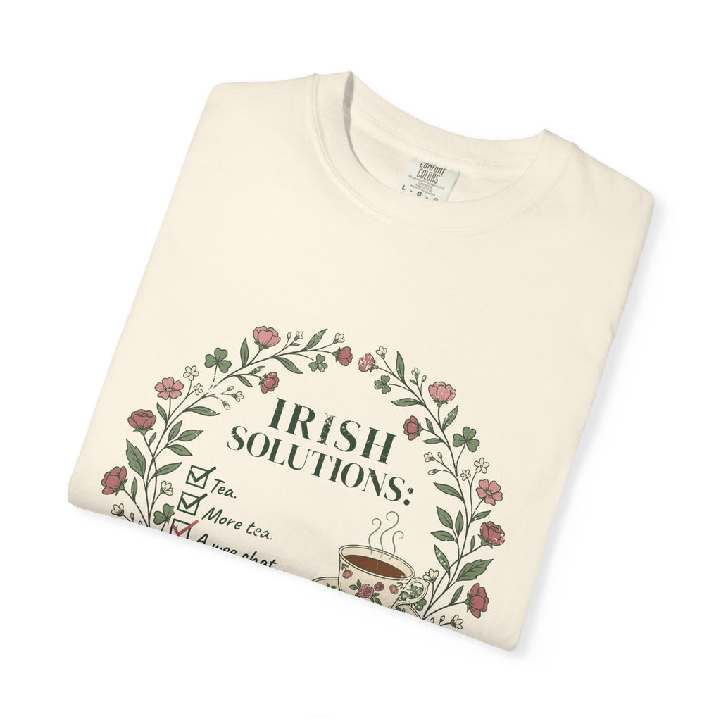 Irish Solutions Tea Cup Wildflowers and Shamrocks T-Shirt