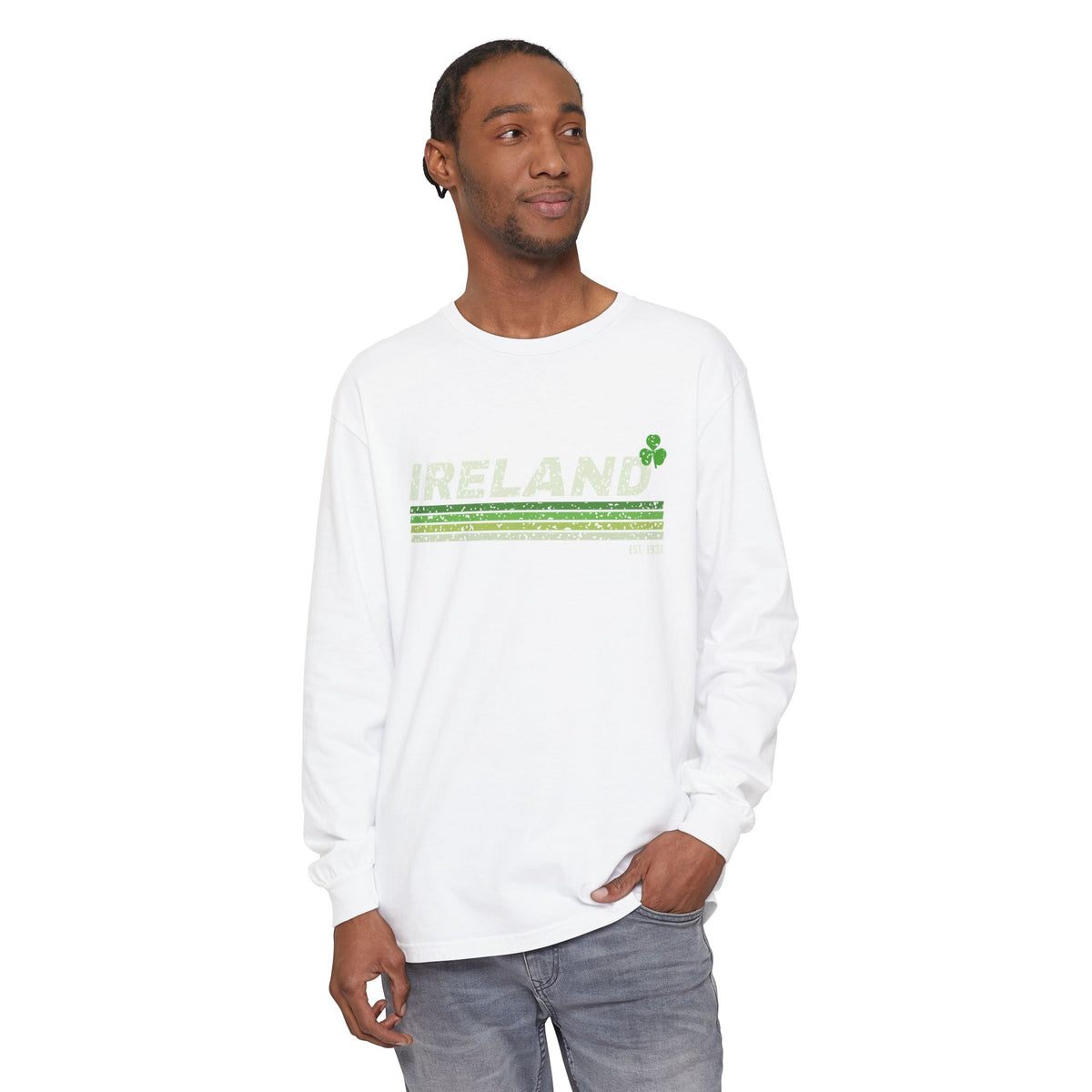 Ireland Est 1937 Retro Stripes Long Sleeve Tee